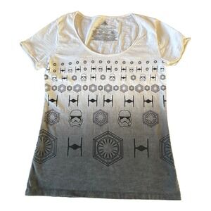 Star Wars Disney T-shirt Women's Medium White Gray Ombre Storm Trooper Top